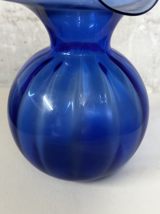  Cobalt Blue Lancel Style Vase - Ball Shape And Collar H 25 Cm