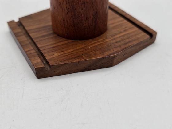 Image 1 of Set portauova - Set di 6 portauova in acciaio inox su supporto in legno - Acciaio inox, legno - Design vintage