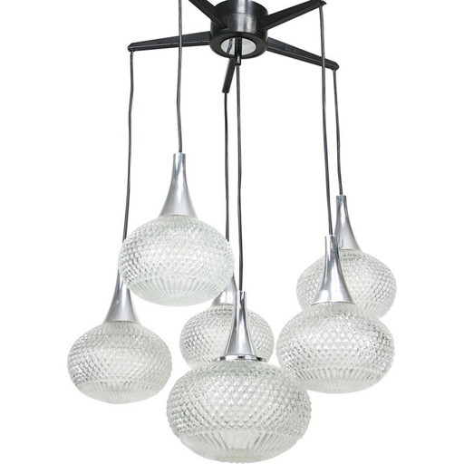 Vintage crystal and chrome chandelier, Italy 1970