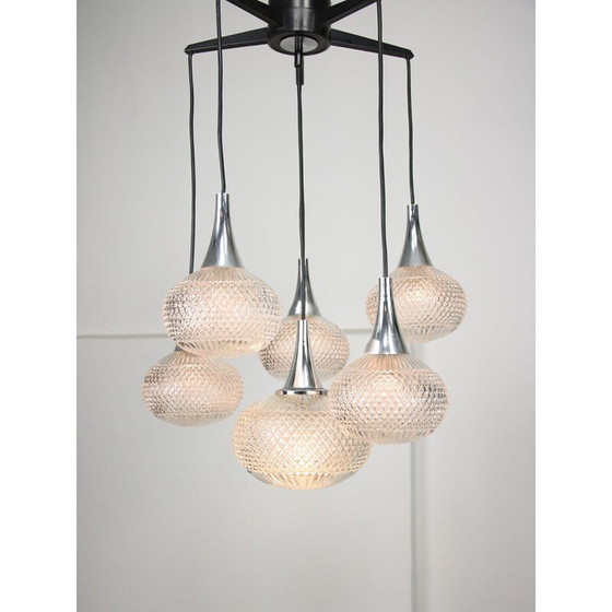 Image 1 of Lampadario vintage in cristallo e cromo, Italia 1970