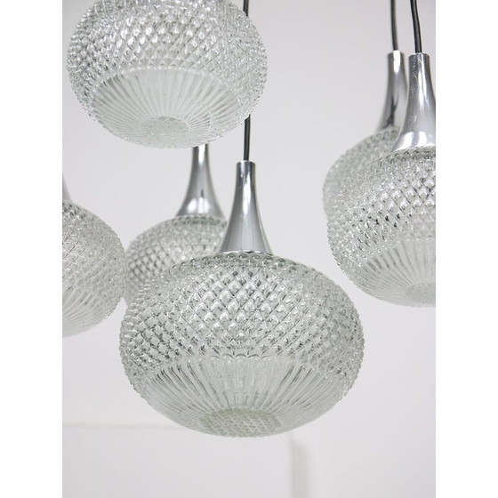 Image 1 of Lampadario vintage in cristallo e cromo, Italia 1970