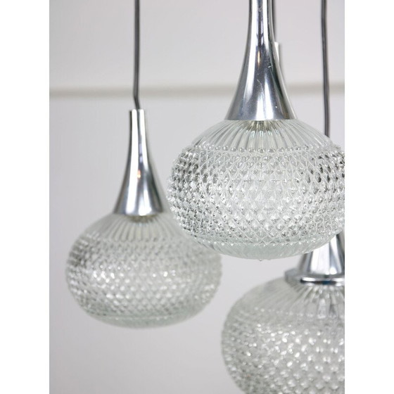 Image 1 of Lampadario vintage in cristallo e cromo, Italia 1970