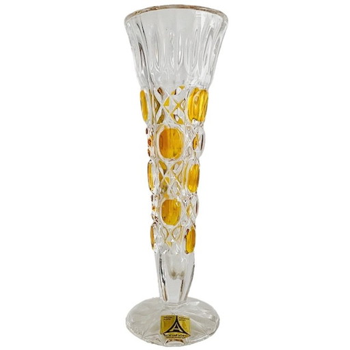 Vintage vase crystal amber Annahütte 1960's