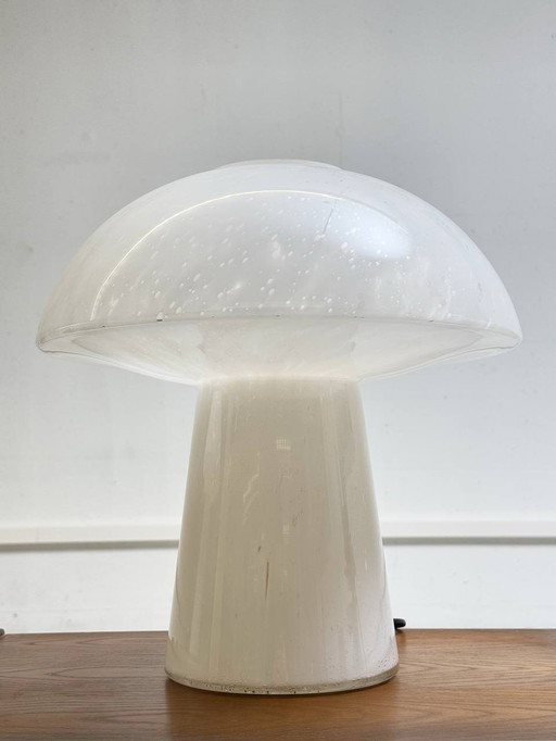 Beautiful mushroom table lamps made of glass from Limburg, Germany, 1970s