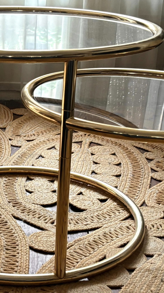 Image 1 of Extendable coffee table in brass and glass by Morex, Italy