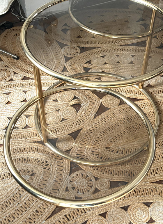 Image 1 of Extendable coffee table in brass and glass by Morex, Italy