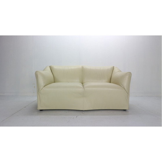 Image 1 of Vintage leather and steel 2-seater sofa by Mario Bellini for Cassina, Italy 1970