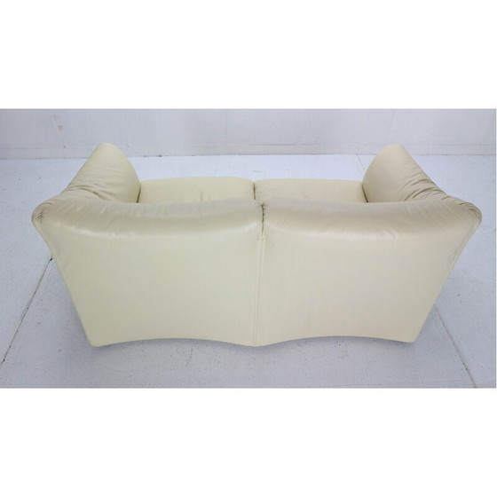 Image 1 of Vintage leather and steel 2-seater sofa by Mario Bellini for Cassina, Italy 1970