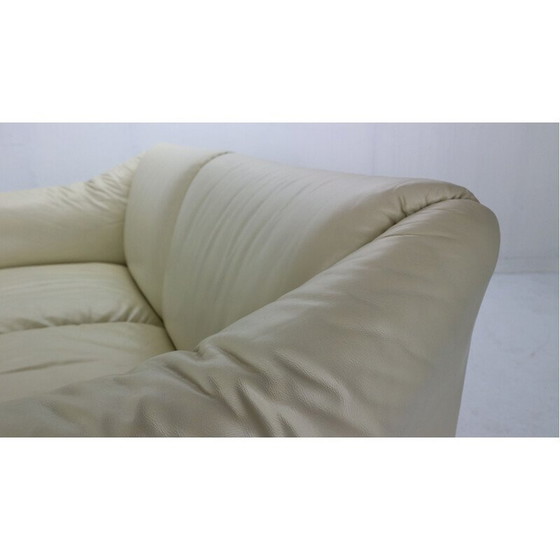 Image 1 of Vintage leather and steel 2-seater sofa by Mario Bellini for Cassina, Italy 1970