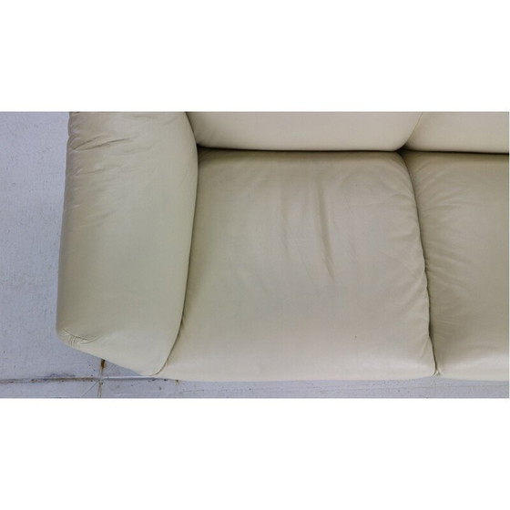 Image 1 of Vintage leather and steel 2-seater sofa by Mario Bellini for Cassina, Italy 1970