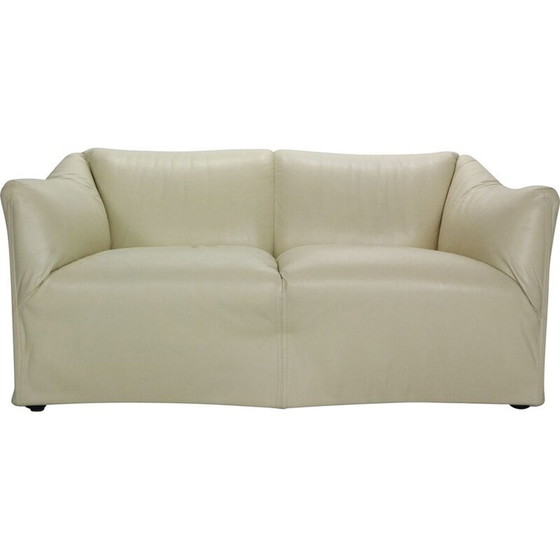 Image 1 of Vintage leather and steel 2-seater sofa by Mario Bellini for Cassina, Italy 1970