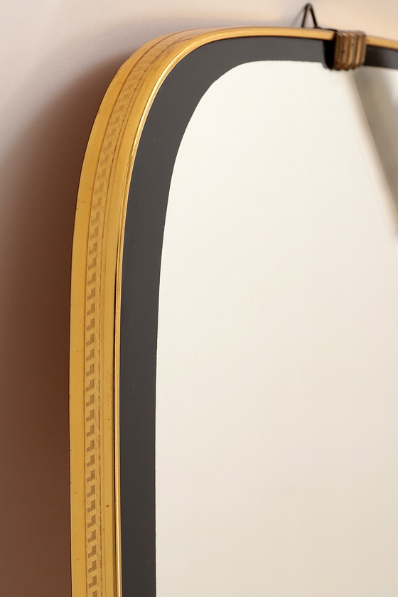 Image 1 of Specchio vintage in ottone con bellissimi dettagli, anni '60