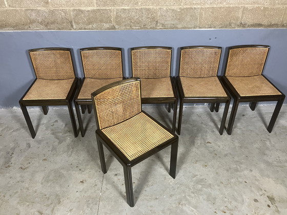 Image 1 of 6x Wooden chairs webbing seat and back