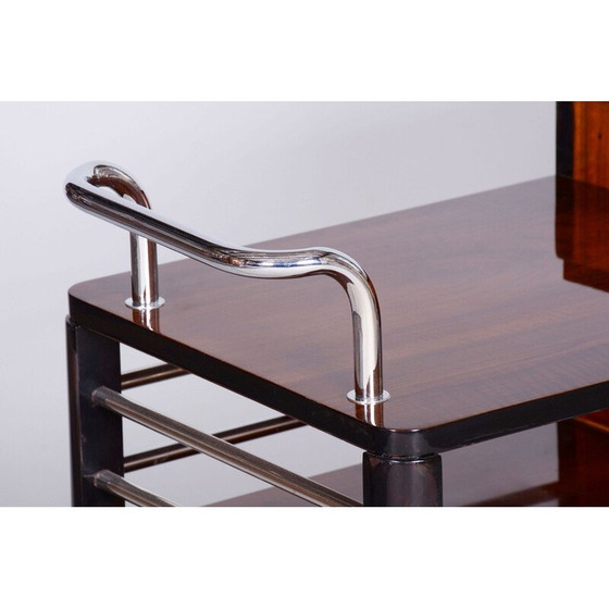 Image 1 of Vintage Art Deco serving table in walnut and chromed steel for Thonet, Czechoslovakia 1930