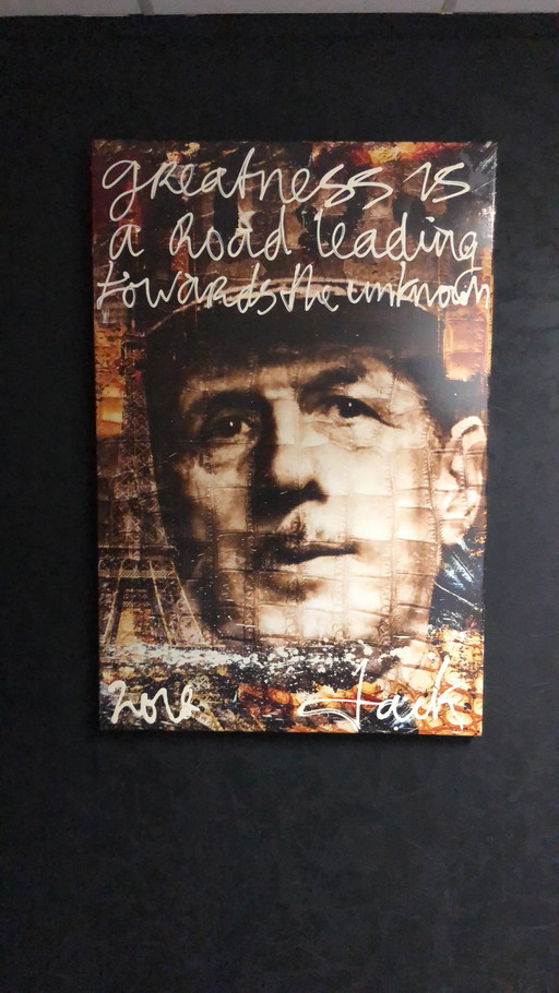 Jacks Art - Charles de Gaulle - – schilderijen tekeningen, Canvas, Figuratief