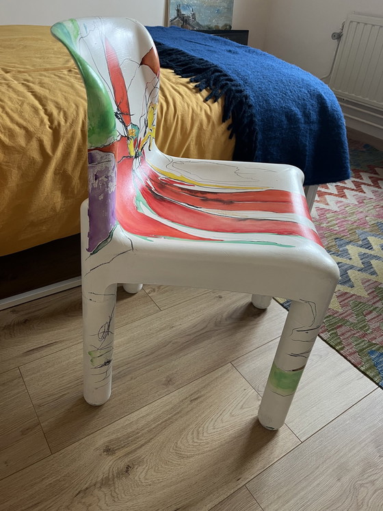 Image 1 of Kartell Plastic Chair 4875 By Carlo Bartoli, Painted By Anne Kiesecoms