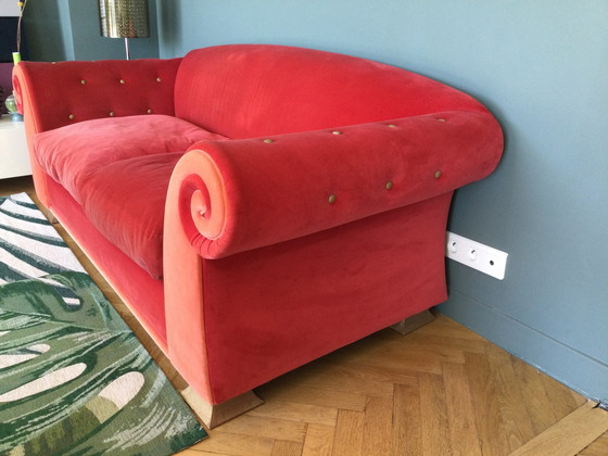 Image 1 of Red Velvet Baroque Sofa