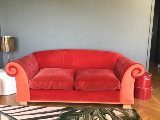 Image 1 of Red Velvet Baroque Sofa