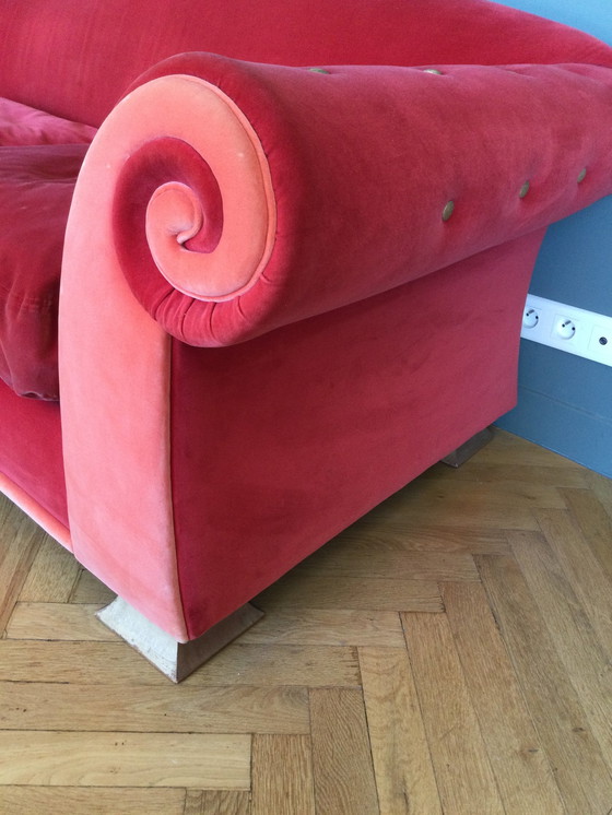 Image 1 of Red Velvet Baroque Sofa