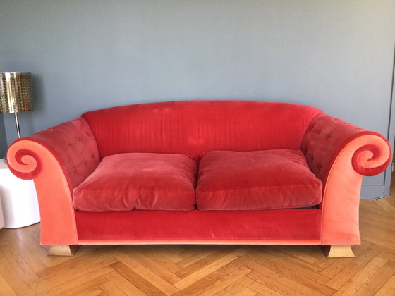 Image 1 of Red Velvet Baroque Sofa