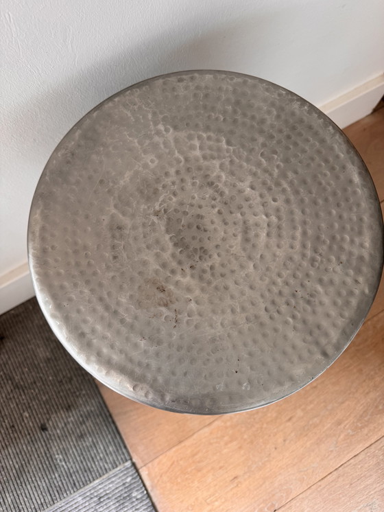 Image 1 of 2x Hammered Metal Stools, Nic Duysen