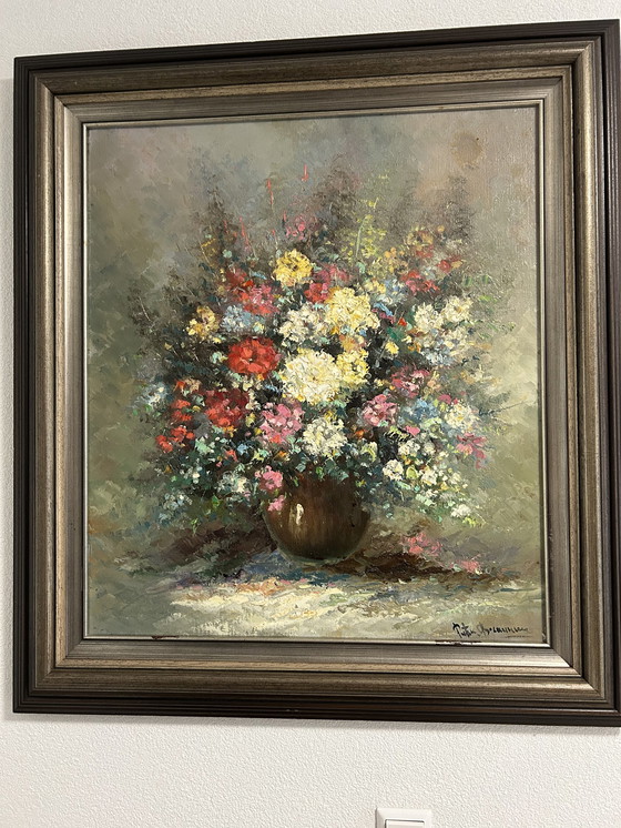 Image 1 of Peinture à l'huile vase avec fleurs