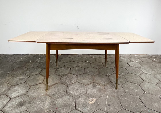 Image 1 of Extendable in and height adjustable dining table, 1970's