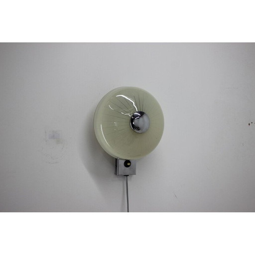 Vintage wall lamp in steel and glass type 509, Czechoslovakia 1970