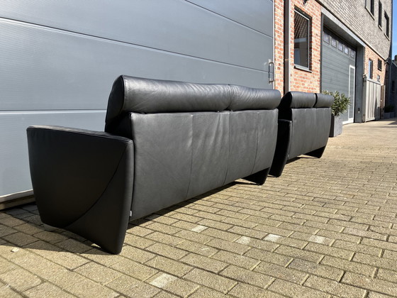 Image 1 of Jori Angel Lounge 2,5 + 3 posti con schienali regolabili, pelle nera