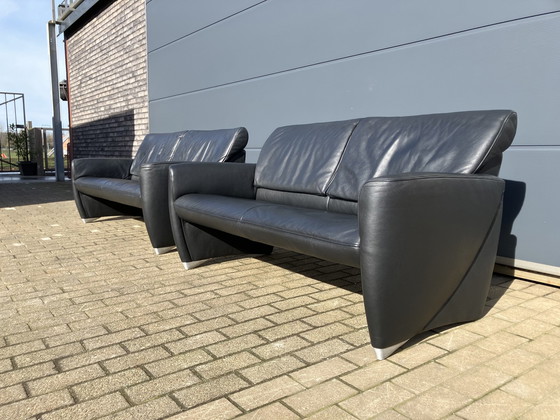 Image 1 of Jori Angel Lounge 2,5 + 3 posti con schienali regolabili, pelle nera