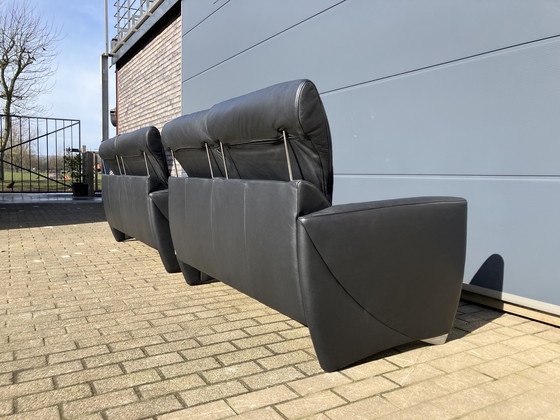 Image 1 of Jori Angel Lounge 2,5 + 3 posti con schienali regolabili, pelle nera