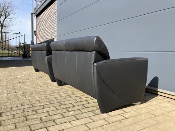 Image 1 of Jori Angel Lounge 2,5 + 3 posti con schienali regolabili, pelle nera