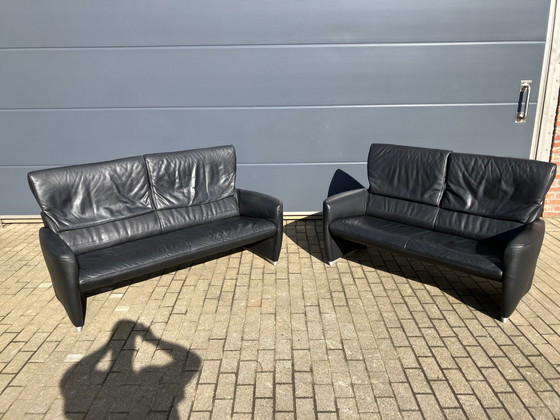 Image 1 of Jori Angel Lounge 2,5 + 3 posti con schienali regolabili, pelle nera