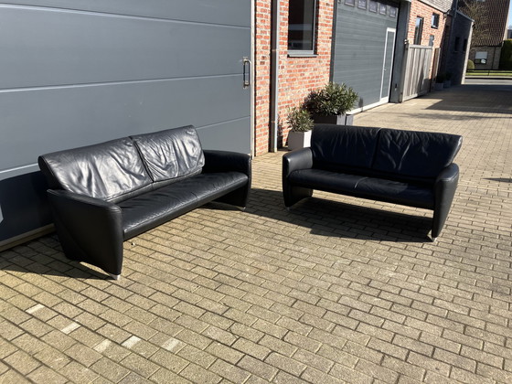 Image 1 of Jori Angel Lounge 2,5 + 3 posti con schienali regolabili, pelle nera