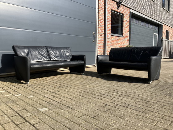 Image 1 of Jori Angel Lounge 2,5 + 3 posti con schienali regolabili, pelle nera