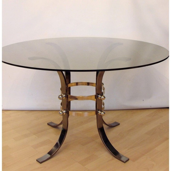Image 1 of Vintage metal and glass coffee table, 1970s