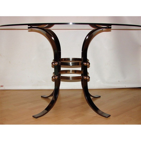 Image 1 of Vintage metal and glass coffee table, 1970s