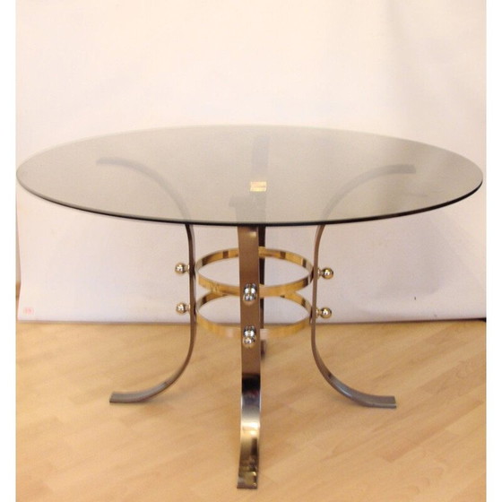Image 1 of Vintage metal and glass coffee table, 1970s