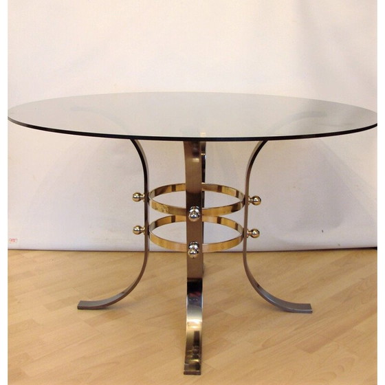 Image 1 of Vintage metal and glass coffee table, 1970s