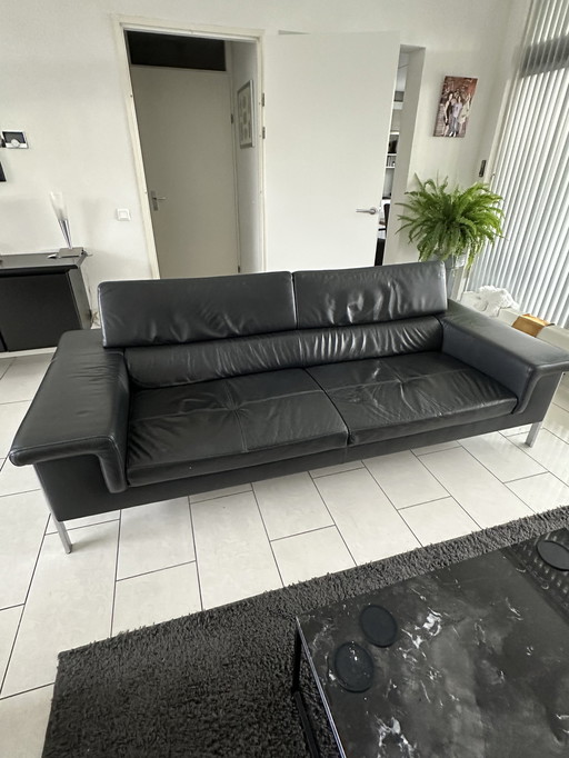 Montèl Leather Black 3 Seater Sofa