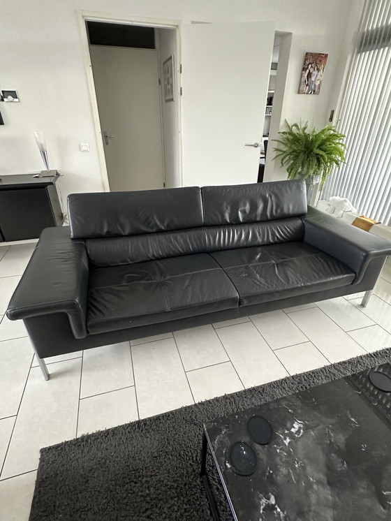 Image 1 of Montèl Leather Black 3 Seater Sofa