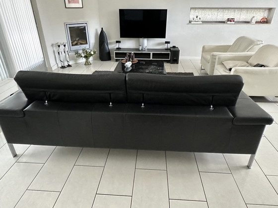 Image 1 of Montèl Leather Black 3 Seater Sofa