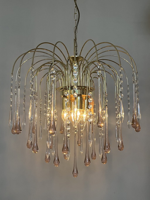 XL pendant lamp chandelier pink pendants gold frame