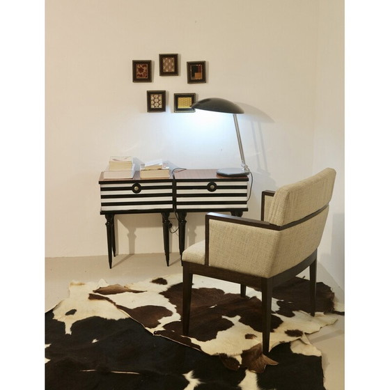 Image 1 of Vintage cube armchair in mottled fabric and wood, 1960