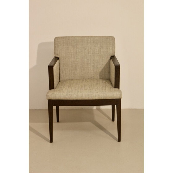 Image 1 of Vintage cube armchair in mottled fabric and wood, 1960