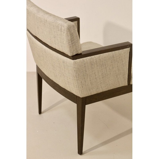 Image 1 of Vintage cube armchair in mottled fabric and wood, 1960