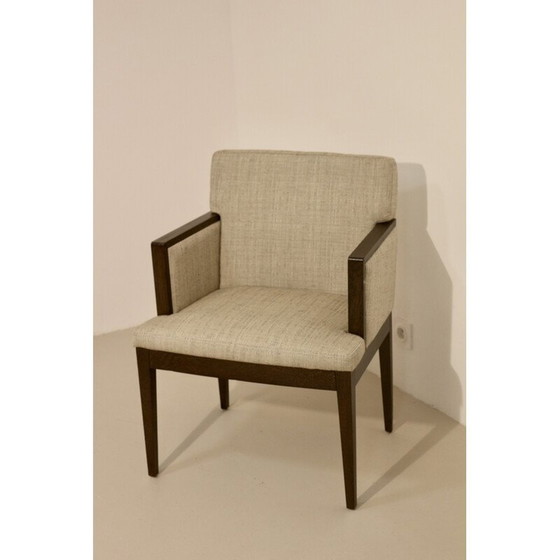Image 1 of Vintage cube armchair in mottled fabric and wood, 1960