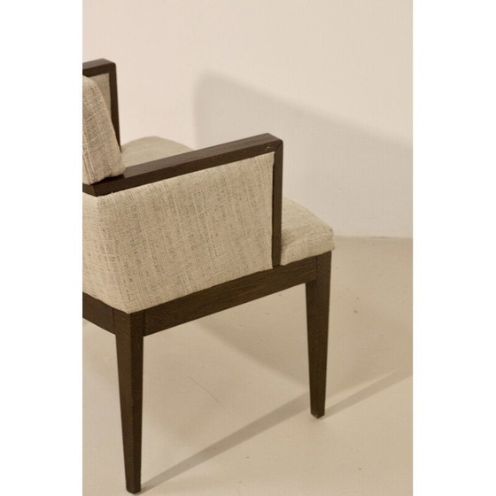 Image 1 of Vintage cube armchair in mottled fabric and wood, 1960