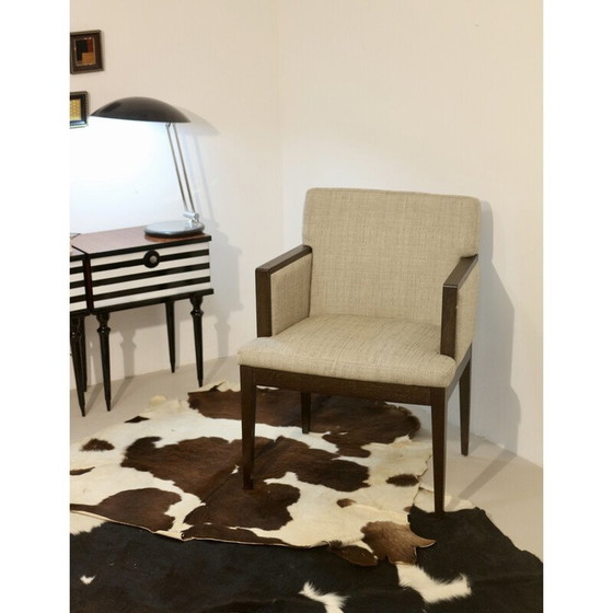 Image 1 of Vintage cube armchair in mottled fabric and wood, 1960