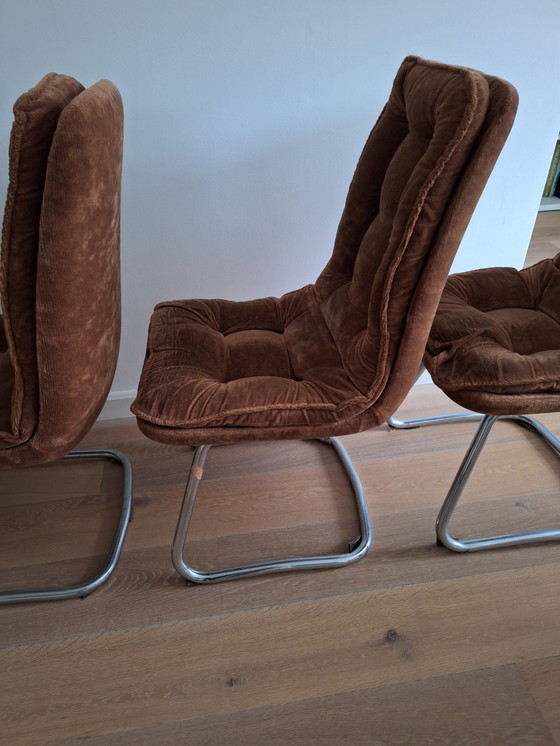 Image 1 of Four Seventees Chairs Teddy Brown original upholstery